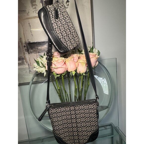 Coach Signature Mini C Crossbody & Wristlet Set - Black/Grey - Picture 2 of 9